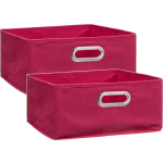 Set Van 2x Stuks Opbergmand/kastmand 14 Liter Framboos Linnen 31 X 31 X 15 Cm - Opbergmanden - Roze