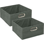 Set Van 2x Stuks Opbergmand/kastmand 14 Litergroen Linnen 31 X 31 X 15 Cm - Opbergmanden - Grijs