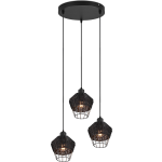 BES LED Led Hanglamp - Hangverlichting - Trion Bera - E27 Fitting - 3-lichts - Rond Aluminium - Zwart