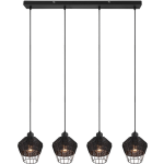 BES LED Led Hanglamp - Hangverlichting - Trion Bera - E27 Fitting - 4-lichts - Rechthoek Aluminium - Zwart