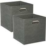 Set Van 2x Stuks Opbergmand/kastmand 29 Litergroen Linnen 31 X 31 X 31 Cm - Opbergmanden - Grijs