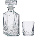 Vivalto Luxe Karaf Van Gedecoreerd Glas Met 4x Stuks Water/whisky Glazen Set - Whiskeyglazen