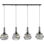 Dimehouse Industriële Hanglamp Kelsey - Zwart - 4-lichts - Grijs