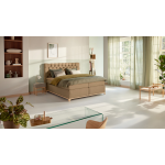 Karlsson Boxspring Unik Elit Vlak Met Gestoffeerd Matras - 200 x 200 cm - caramel