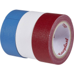 Coroplast 31081 31081 Textieltape Blauw, Rood, (l x b) 2.5 m x 19 mm 3 stuk(s) - Wit