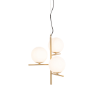 QAZQA Art deco hanglamp met opaal glas 3-lichts - Flore - Goud