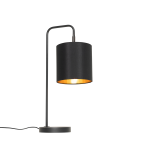 QAZQA Moderne tafellamp met gouden binnenkant - Lofty - Zwart