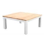 Midori coffee table 75x75cm. alu white/teak