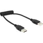 DeLOCK USB 2.0 Aansluitkabel [1x USB-A 2.0 stekker - 1x USB-A 2.0 stekker] 0.60 m Spiraalkabel - Zwart