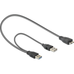 DeLOCK USB 3.0 Y-kabel [2x USB 3.0 stekker A - 1x Micro-USB 3.0 B stekker] 20.00 cm UL gecertificeerd - Zwart