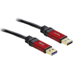 DeLOCK USB 3.0 Aansluitkabel [1x USB 3.0 stekker A - 1x USB 3.0 stekker A] 2.00 m Rood, Vergulde steekcontacten, UL gecertificeerd - Zwart