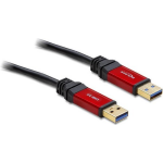 DeLOCK USB 3.0 Aansluitkabel [1x USB 3.0 stekker A - 1x USB 3.0 stekker A] 5.00 m Rood, Vergulde steekcontacten, UL gecertificeerd - Zwart