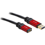 DeLOCK USB 3.0 Verlengkabel [1x USB 3.0 stekker A - 1x USB 3.0 bus A] 2.00 m Rood, Vergulde steekcontacten, UL gecertificeerd - Zwart