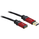 DeLOCK USB 3.0 Verlengkabel [1x USB 3.0 stekker A - 1x USB 3.0 bus A] 5.00 m Rood, Vergulde steekcontacten, UL gecertificeerd - Zwart