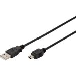 Digitus USB 2.0 Aansluitkabel [1x USB-A 2.0 stekker - 1x Mini-USB 2.0 B stekker] 1.00 m - Zwart