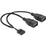 DeLOCK USB 2.0 Y-kabel [1x USB 2.0 bus intern 4-polig - 2x USB 2.0 bus A] 20.00 cm UL gecertificeerd - Zwart