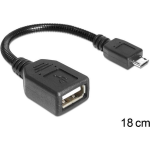 DeLOCK USB 2.0 Aansluitkabel [1x Micro-USB 2.0 B stekker - 1x USB 2.0 bus A] 15.00 cm Met OTG-functie - Zwart