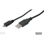 Digitus USB 2.0 Aansluitkabel [1x USB-A 2.0 stekker - 1x Micro-USB 2.0 B stekker] 1.80 m - Zwart