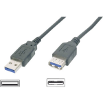 Digitus USB 3.0 Verlengkabel [1x USB 3.0 stekker A - 1x USB 3.0 bus A] 3.00 m - Zwart
