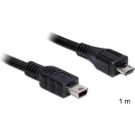 DeLOCK USB 2.0 Aansluitkabel [1x Micro-USB 2.0 B stekker - 1x Mini-USB 2.0 B stekker] 1.00 m Vergulde steekcontacten, UL gecertificeerd - Zwart