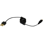 LogiLink USB 2.0 Aansluitkabel [1x USB-A 2.0 stekker - 1x Micro-USB 2.0 B stekker] 0.75 m Incl. oproller - Negro