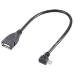 renkforce USB 2.0 Aansluitkabel [1x Micro-USB 2.0 B stekker - 1x USB 2.0 bus A] 10.00 cm Met OTG-functie, Vergulde steekcontacten, UL gecertificeerd - Zwart