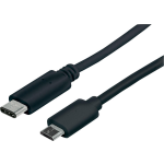 Manhattan USB 2.0 Aansluitkabel [1x USB-C stekker - 1x Micro-USB 2.0 B stekker] 1.00 m UL gecertificeerd - Zwart