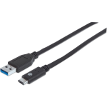 Manhattan USB 3.1 Aansluitkabel [1x USB-C stekker - 1x USB 3.0 stekker A] 1.00 m UL gecertificeerd - Zwart