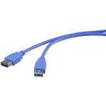 renkforce USB 3.0 Verlengkabel [1x USB 3.0 stekker A - 1x USB 3.0 bus A] 1.80 m Vergulde steekcontacten - Blauw