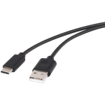renkforce USB 2.0 Aansluitkabel [1x USB-A 2.0 stekker - 1x USB-C stekker] 1.50 m Vergulde steekcontacten - Zwart