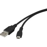 renkforce USB 2.0 Aansluitkabel [1x USB-A 2.0 stekker - 1x Micro-USB 2.0 B stekker] 1.00 m Vergulde steekcontacten, UL gecertificeerd - Zwart