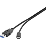 renkforce USB 3.1 (gen. 2) Aansluitkabel [1x USB 3.1 stekker Aâ - 1x USB-C stekker] 1.00 m UL gecertificeerd, Vergulde steekcontacten - Zwart