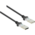 renkforce USB 2.0 Aansluitkabel [1x USB-A 2.0 stekker - 1x USB-A 2.0 stekker] 1.80 m Vergulde steekcontacten - Zwart