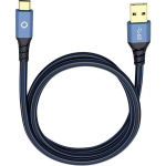 Oehlbach USB Plus C3 USB 3.1 Aansluitkabel [1x USB 3.0 stekker A - 1x USB-C stekker] 1.00 m Vergulde steekcontacten - Blauw