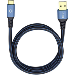 Oehlbach USB Plus C3 USB 3.1 Aansluitkabel [1x USB 3.0 stekker A - 1x USB-C stekker] 3.00 m Vergulde steekcontacten - Blauw