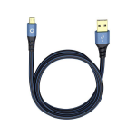 Oehlbach USB Plus Micro USB 2.0 Aansluitkabel [1x USB-A 2.0 stekker - 1x Micro-USB 2.0 B stekker] 5.00 m Vergulde steekcontacten - Blauw