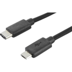 Digitus USB 2.0 Aansluitkabel [1x USB-C 2.0 stekker - 1x Micro-USB 2.0 B stekker] 1.80 m Rond, Stekker past op beide manieren, Afgeschermd (dubbel) - Negro