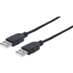 Manhattan USB 2.0 Aansluitkabel [1x USB-A 2.0 stekker - 1x USB-A 2.0 stekker] 1.00 m Folie afscherming, UL gecertificeerd, Vergulde steekcontacten - Zwart