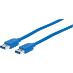 Manhattan USB 3.0 Aansluitkabel [1x USB 3.0 stekker A - 1x USB 3.0 stekker A] 1.80 m Folie afscherming, UL gecertificeerd, Vergulde steekcontacten - Blauw