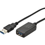 Digitus USB 3.0 Verlengkabel [1x USB 3.0 stekker A - 1x USB 3.0 bus A] 5.00 m Met verlengkabel - Zwart