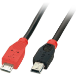 Lindy USB 2.0 Aansluitkabel [1x Micro-USB 2.0 B stekker - 1x Mini-USB 2.0 B stekker] 0.50 m Met OTG-functie - Negro