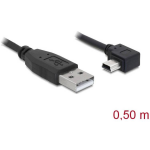 DeLOCK USB 2.0 Aansluitkabel [1x USB-A 2.0 stekker - 1x Mini-USB 2.0 B stekker] 0.50 m - Zwart