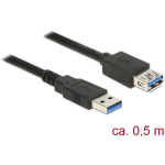 DeLOCK USB 3.0 Verlengkabel [1x USB 3.0 stekker A - 1x USB 3.0 bus A] 0.50 m Vergulde steekcontacten - Zwart