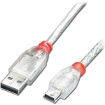 Lindy USB 2.0 Aansluitkabel [1x USB-A 2.0 stekker - 1x Mini-USB 2.0 B stekker] 5.00 m Transparant