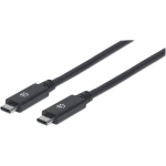 Manhattan USB 3.1 (gen. 2) Aansluitkabel [1x USB-C stekker - 1x USB-C stekker] 1.00 cm Stekker past op beide manieren - Zwart