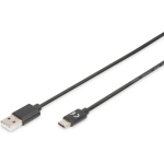 Digitus USB 2.0, USB-C Aansluitkabel [1x USB-A 2.0 stekker - 1x USB-C stekker] 4.00 m Flexibel, Folie afscherming, Afscherming gevlochten, Afgeschermd, - Zwart