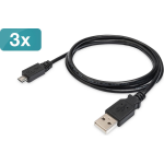 Digitus USB 2.0 Aansluitkabel [1x USB-A 2.0 stekker - 1x Micro-USB 2.0 B stekker] 1.00 m Flexibel, Folie afscherming, Afscherming gevlochten, Afscherming - Zwart