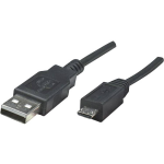 Manhattan USB 2.0 Aansluitkabel [1x USB-A 2.0 stekker - 1x Micro-USB 2.0 B stekker] 1.80 m UL gecertificeerd - Zwart