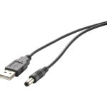 renkforce USB 2.0 Aansluitkabel [1x USB-A 2.0 stekker - 1x DC-stekker 5.5] 1.00 m Vergulde steekcontacten, UL gecertificeerd - Zwart
