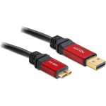 DeLOCK USB 3.0 Aansluitkabel [1x USB 3.0 stekker A - 1x Micro-USB 3.0 B stekker] 1.00 m Rood, Vergulde steekcontacten, UL gecertificeerd - Zwart